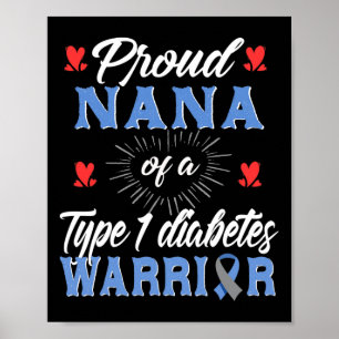 T1d Proud Nana Diabetes Bewusstsein Typ 1 Insulin  Poster