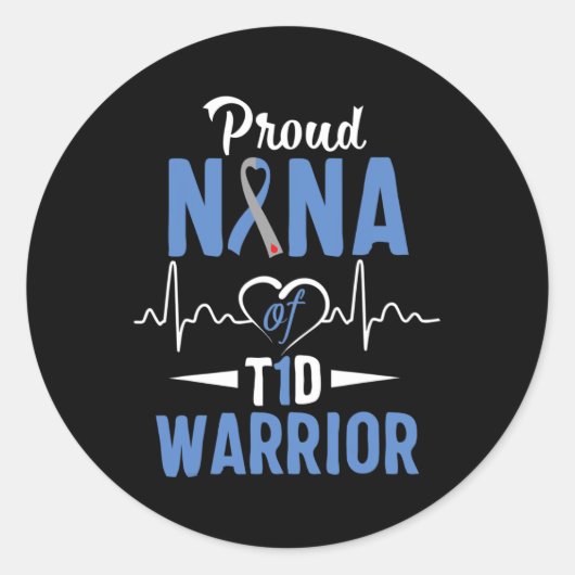 T1d Proud Nana Diabetes Bewusstsein Typ 1 Insulin Runder Aufkleber (Vorderseite)