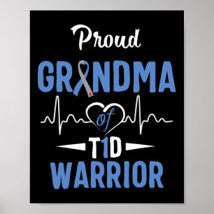 T1D Proud Oma Diabetes Bewusstsein Typ 1 Insuli Poster