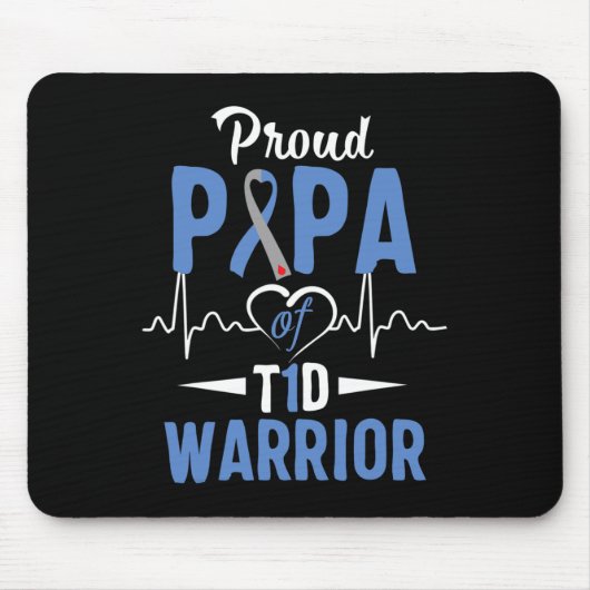 T1D Proud Papa-Diabetes mellitus Typ 1 Insulin P Mousepad (Vorne)