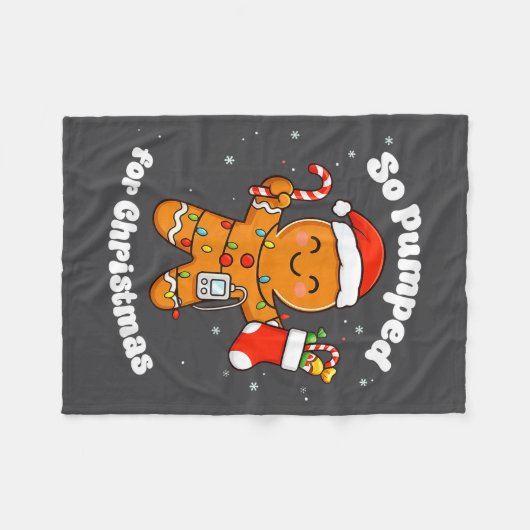 T1D Pumped So Gingerbread Diabetic Fleecedecke (Vorderseite (Horizontal))