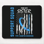T1D Schwester Typ 1 Diabetes Warnhinweis Flag Gesc Mousepad (Vorne)