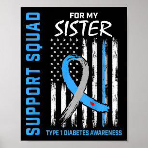 T1D Schwester Typ 1 Diabetes Warnhinweis Flag Gesc Poster