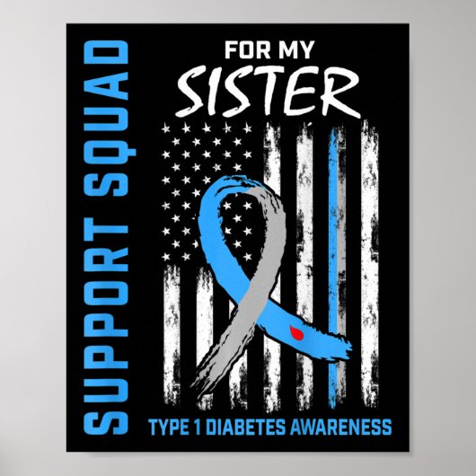 T1D Schwester Typ 1 Diabetes Warnhinweis Flag Gesc Poster (Vorne)