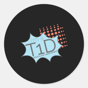 T1d Superhero Typ 1 Diabetes Bewusstsein Runder Aufkleber