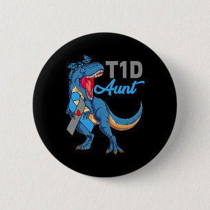 T1d Tante Typ 1 Diabetes Aufklärung Monat Dinosaur Button