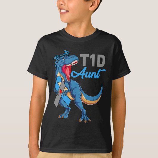 T1d Tante Typ 1 Diabetes Aufklärung Monat Dinosaur T-Shirt (Vorderseite)