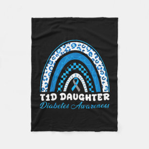 T1d-Tochter Typ-1-Diabetes-Bewusstsein Blau-Grau Fleecedecke