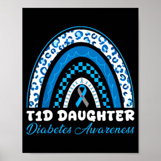T1d-Tochter Typ-1-Diabetes-Bewusstsein Blau Grau Poster