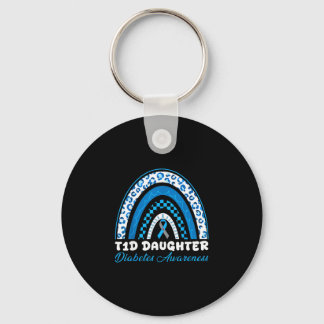 T1d-Tochter Typ-1-Diabetes-Bewusstsein Blau-Grau Schlüsselanhänger