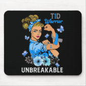 T1D Typ 1 Diabetes Warrior Awareness Unzerbrechlic Mousepad (Vorne)