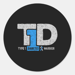 T1d Typ 1 Diabetes Warrior Bewusstsein Diabetiker Runder Aufkleber