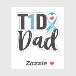 T1D Vater Diabetes Bewusstsein blauen Ribbon Famil Aufkleber