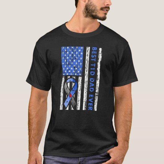T1d Vater Typ 1 Diabetes American Flag T-Shirt (Vorderseite)