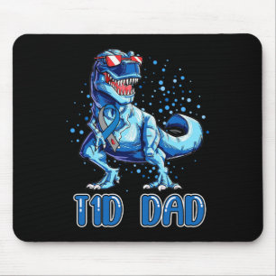 T1D Vater Typ 1 Diabetes Ribbon T Rex Dinosaurier Mousepad