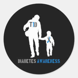 T1d Vater Typ 1 und Sohn Diabetiker Diabetes Bewus Runder Aufkleber