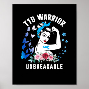 T1d Warrian Frauen Typ 1 Diabetes Awareness Blue R Poster