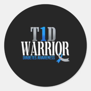 T1d Warrior Diabetes Bewusstsein Typ 1 Diabetiker Runder Aufkleber