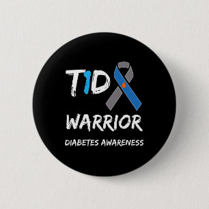 T1d Warrior Typ 1 Diabetes Awareness Blue Ribbon Button