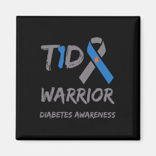 T1d Warrior Typ 1 Diabetes Awareness Blue Ribbon Magnet