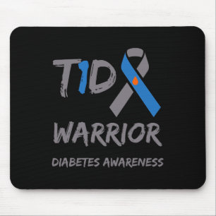 T1d Warrior Typ 1 Diabetes Awareness Blue Ribbon Mousepad