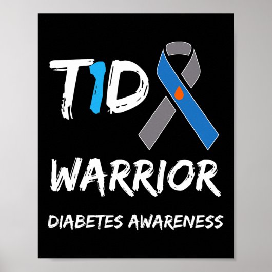 T1d Warrior Typ 1 Diabetes Awareness Blue Ribbon Poster (Vorne)
