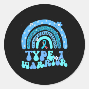 T1d Warrior Typ 1 Diabetes Awareness Blue Ribbon Runder Aufkleber