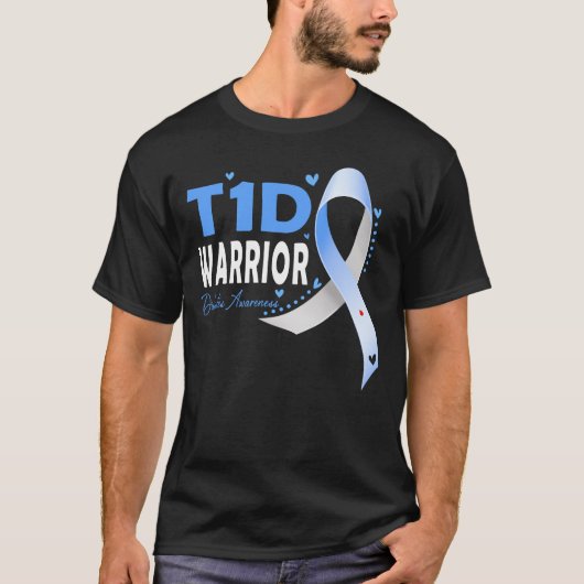 T1D Warrior - Typ 1 Diabetes Bewusstsein Diabetike T-Shirt (Vorderseite)
