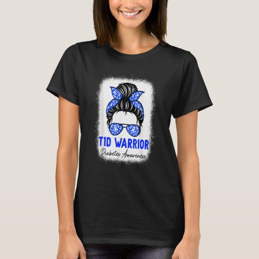 T1D Warriy Messy Bun Typ 1 Diabetes Awareness Di T-Shirt (Vorderseite)