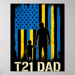 T21 Papa amerikanische Flagge Silhouette Down-Synd Poster