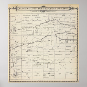 T21S R25E Tulare Landkreis Karte Poster