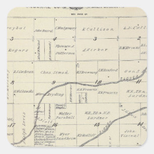 T22S R25E Tulare County Abschnitt-Karte Quadratischer Aufkleber