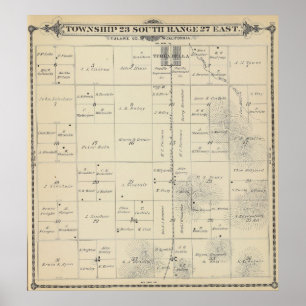 T23S R27E Tulare County Abschnitt-Karte Poster