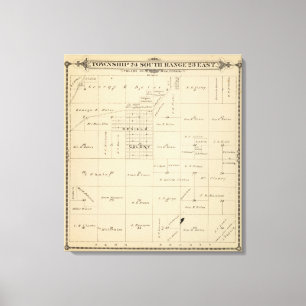 T24S R23E Tulare County Abschnitt-Karte Leinwanddruck