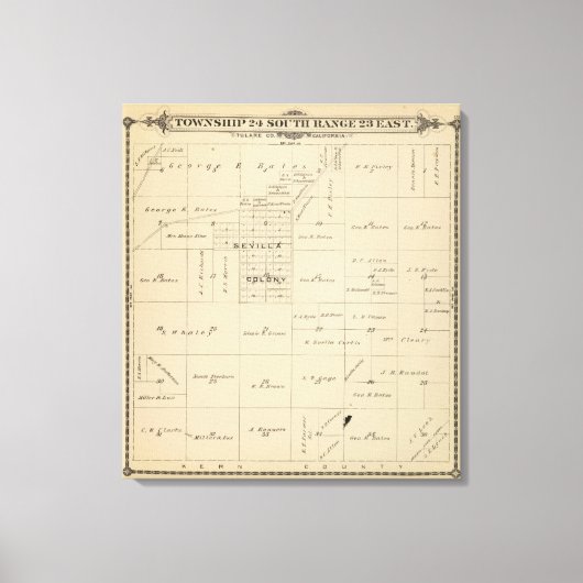 T24S R23E Tulare Landkreis Karte Leinwanddruck (Vorderseite)