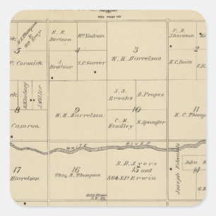 T24S R26E Tulare County Abschnitt-Karte Quadratischer Aufkleber