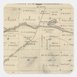 T24S R27E Tulare Landkreis Karte Quadratischer Aufkleber