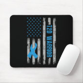 T2d Warrier Awareness American Flag Diabetic Diabe Mousepad (Mit Mouse)