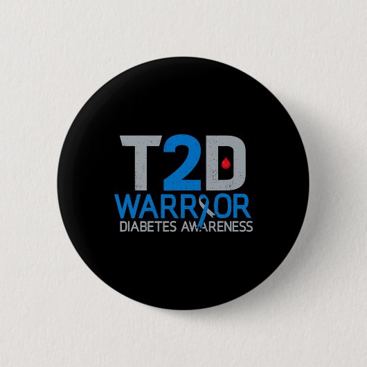 T2D Warrior Diabetes Awareness Typ 2 Diabetische A Button (Vorderseite)