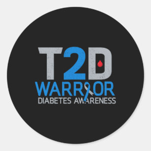 T2d Warrior Diabetes Awareness Typ 2 Diabetische A Runder Aufkleber