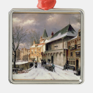 T31117 eine Ansicht einer niederländischen Stadt Silbernes Ornament
