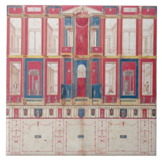 T31456 Studie eines römischen Freskos, 1775 (w/c, Fliese (Vorderseite)