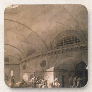 T31459 eine Gefängnis-Szene, 1794 (Stift u. Tinte Getränkeuntersetzer