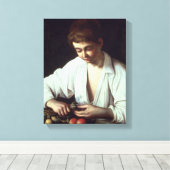 T31971 A Young Boy Peeling an Apple Leinwanddruck (Insitu (Holzboden))