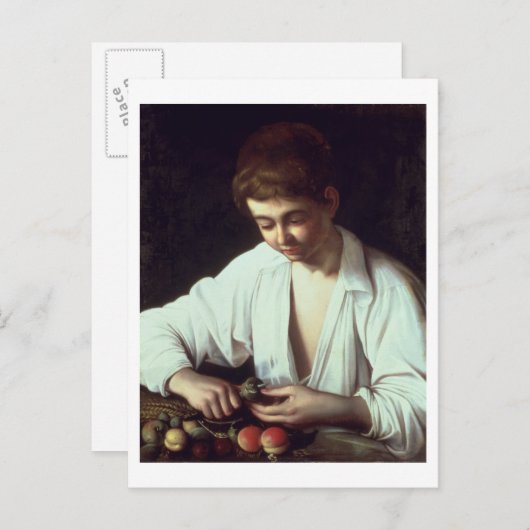 T31971 A Young Boy Peeling an Apple Postkarte (Vorne/Hinten)