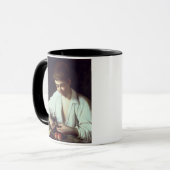 T31971 ein junger Junge, der Apple abzieht Tasse (Vorderseite Links)