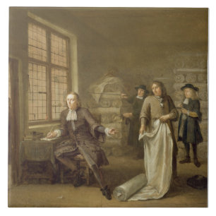 T32334 der Käufer am Kleidungs-Kaufmann, 1690 Fliese