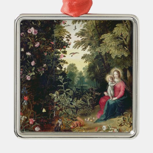 T32789 Madonna und das Kind in einer Landschaft Ornament Aus Metall (Vorne)