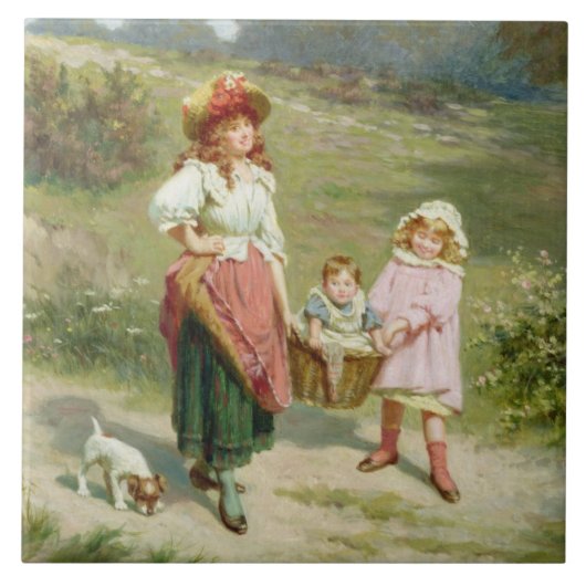 T33572 zum Markt, ein fettes Schwein kaufen Fliese (Vorderseite)