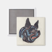 T35228 Hund (pastellfarben auf Papier) Magnet (Vorderseite/Rückseite)